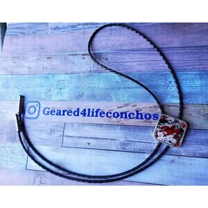 Western Concho Bolo Tie Western Cowboy Cowgirl Necklace Leather Wedding GIFT